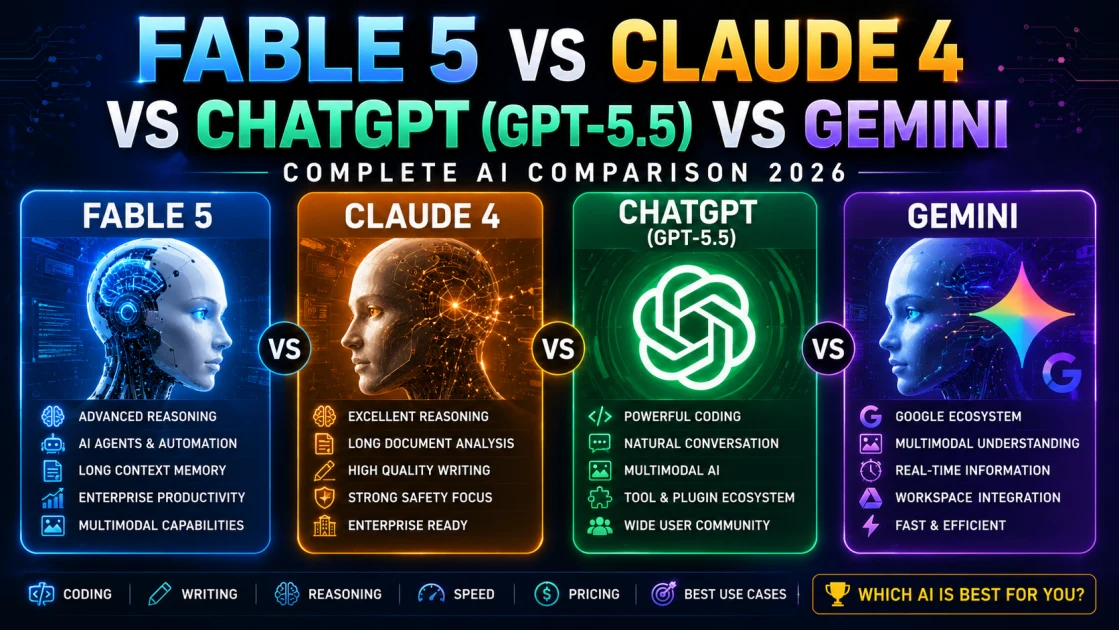 Fable 5 vs Claude 4 vs ChatGPT GPT-5.5 vs Gemini AI Comparison